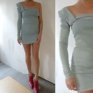 Nwt Acne one puff sleeve shoulder denim dress xs